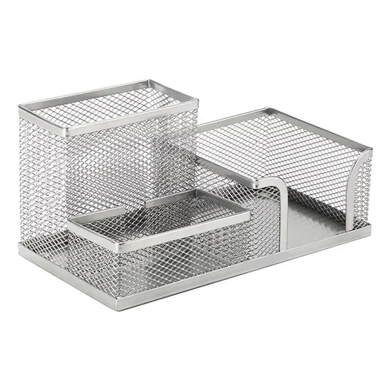 Organizador Escritorio Stendy Portataco Portaclip Portalapiz Metal Plateado