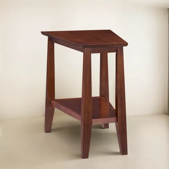 Meza Compacta De Madera Con Estante Reclinable Y Ensamblaje 