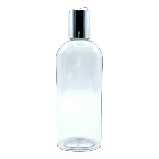 Botella Pet Oval 250ml Con Tapa Disktop Plata (10 Pza)