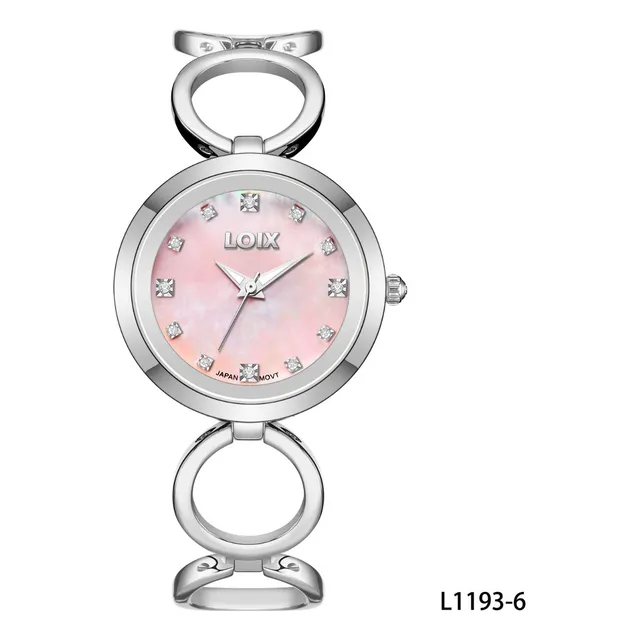 Reloj Mujer Loix® L1193-6 Plateado Con Tablero Rosado