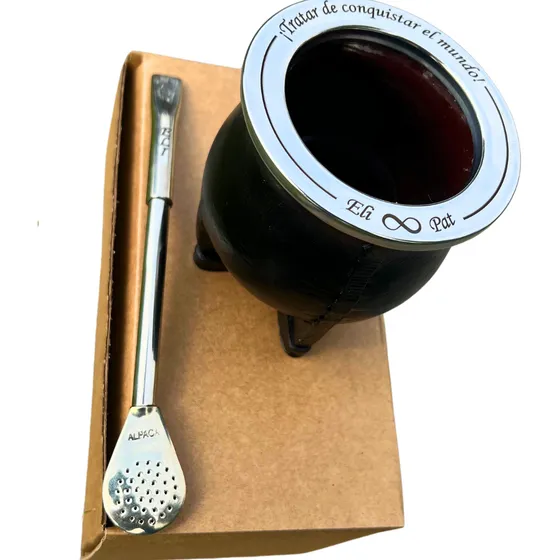 Mate Y Bombilla Alpaca Personalizados Grabado Laser Ceramica