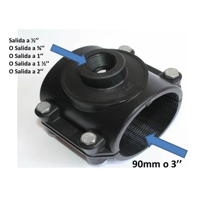Abrazadera Para Riego 90 Mm 3 Pulgadas Con Salida Media 1/2