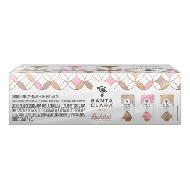 Leche Saborizada Santa Clara Deslactosada 27 Pzas 180 Ml C/u