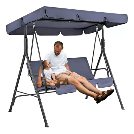 Hamaca Mecedora Banca Silla Columpio Exteriores Gris Oscuro Liso