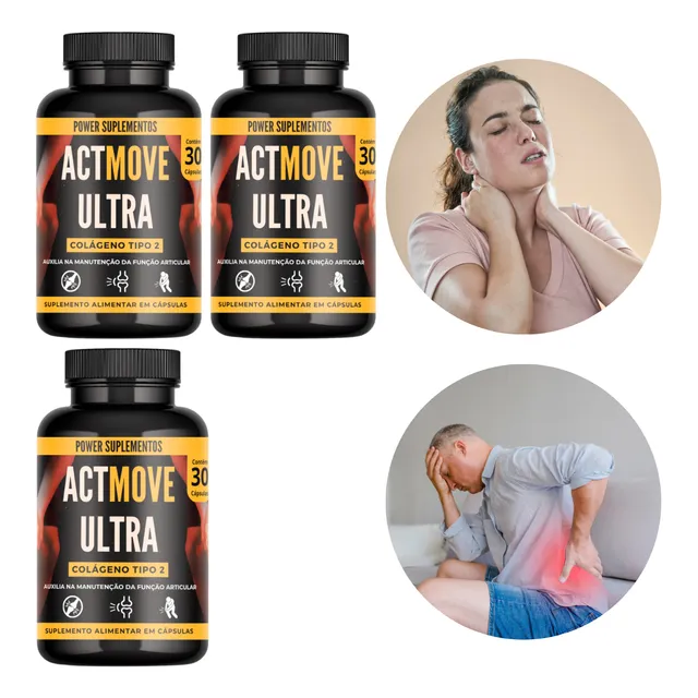 3 Actmove Ultra Colágeno Tipo 2 Joelho Lombar Mãos Pés Ossos