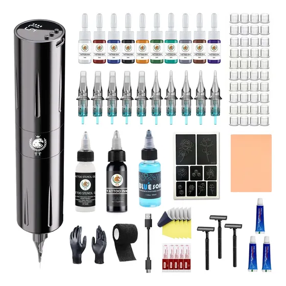 Kit De Tatuaje Completo Profesional De Alta Calidad. Kits De Tatuaje Profesionales Marca Tt. Máquina De Tatuaje Tt De Alta Calidad, Batería De Tatuaje De 2600 Mah. Kits De Tatuajes Profesionales