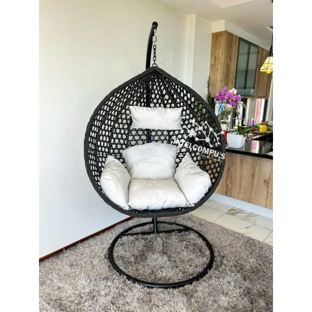 Silla Colgante Huevito Ratan Negro