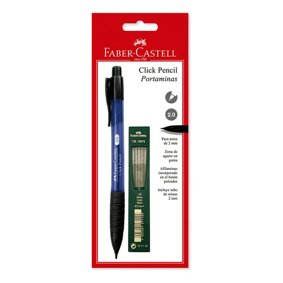 Portaminas 2mm Click + Minas Faber Castell