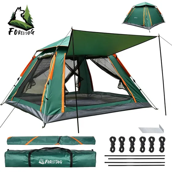 Barraca Camping Automatica Forestdog 5-6 Pessoas Impermeavel Acampamento Barraca 240*240*135cm Verde