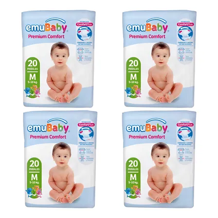 Pañal Emubaby Premium Comfort M - 80 Pañales Mediano (m) Sin Género