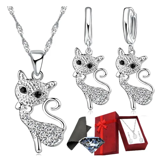 Set Plata 925 Corazon Sol Collar Pendientes Aros Dama Joyas