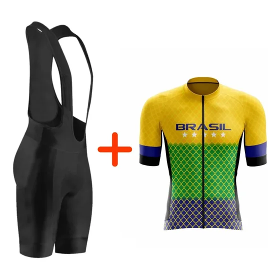 Conjunto De Ciclismo Masculino Bretelle E Camisa Ziper Total