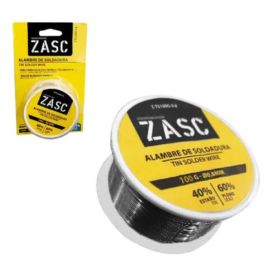 Estaño En Rollo 100gr 40% Estaño 60% Plomo. Zasc