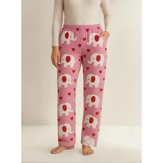 Pantalón Pijama Polar Soft Mujer Suave Estampado Invierno