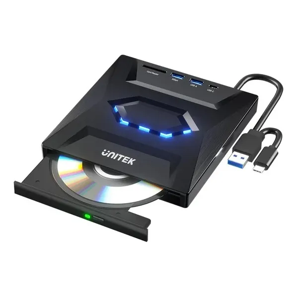 Grabadora De Cd/dvd Externa Unitek Con Hub Usb 5 En 1
