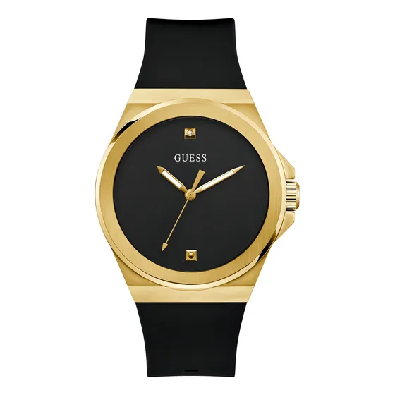 Reloj pulsera Guess GW0790G1 con correa de silicona color negro - bisel dorado