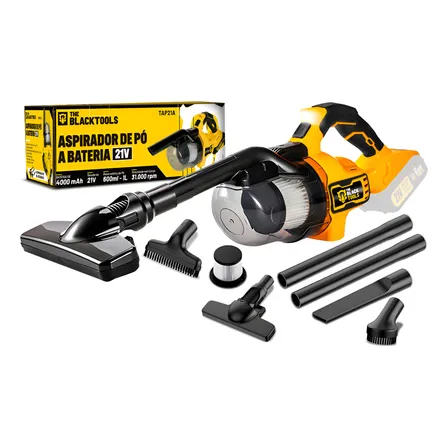 Aspirador De Pó Sem Fio 5 Em 1 Bivolt 300w Amarelo Com Acessórios The Black Tools - Bateria Não Inclusa 127/220v