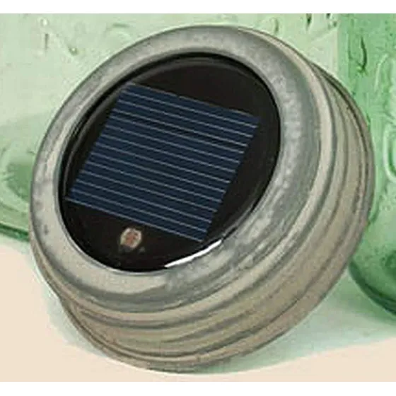 Colonial Tin Mason Jar Juego 2 Luz Solar Tapa Galvanizada