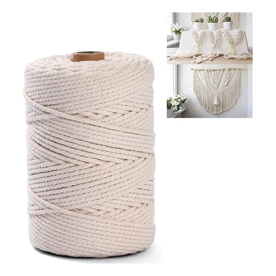 Cordón Macramé Natural Hilo Algodón Torcido 3mm X 300 M