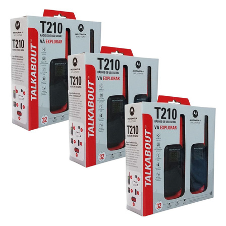 Kit 3 Pares Rádio Comunicador Motorola T210br 32km Bandas De Freqüência Uhf Cor Preto Kit 3 Pares Rádio Comunicador Motorola T210br 32km Bandas De Freqüência Uhf Cor Preto