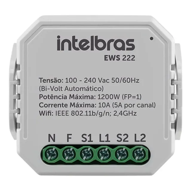 Controlador Wi-fi P/ 2 Interruptores Ews 222 Intelbras