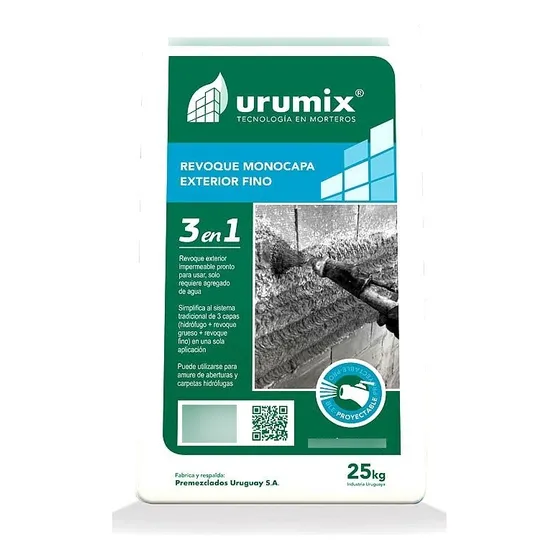 Revoque Monocapa Exterior 3 En 1 - Urumix