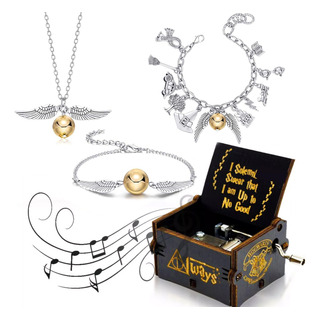 4 Pzs Caja Musical Harry Potter Con Collar Y Pulsera Snitch 4 Pzs Caja Musical Harry Potter Con Collar Y Pulsera Snitch