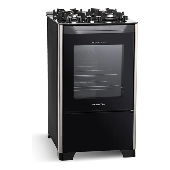 Cocina A Gas Con Grill Punktal Pk-490 De Vidrio 4 Hornallas