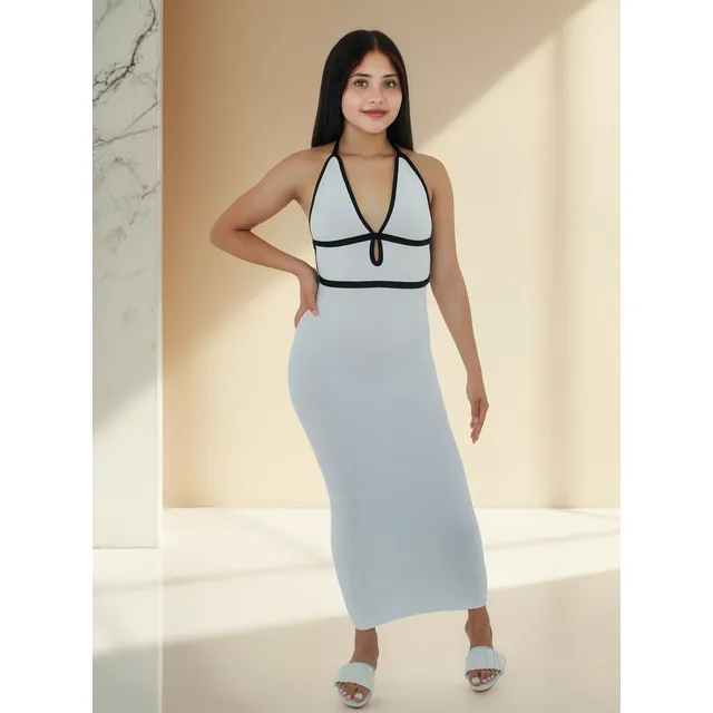 Vestido Fresh Ilo Estándar Blanco Con Rayas Negras Mujer