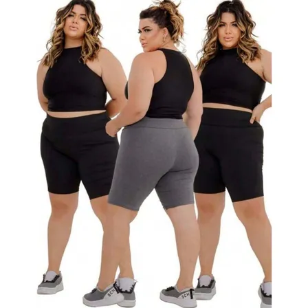 Pack 3 Calzas Biker Xl Tamaño Curvy Algodon