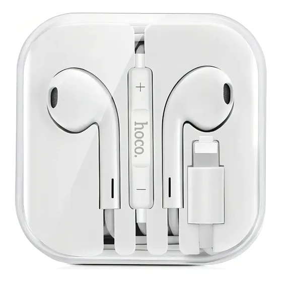 Audífonos Lightning Hoco Para iPhone 11/12 Color Blanco