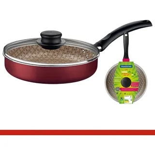 Frigideira Reta Tampa De Vidro 22cm 1,7l AlumĂnio Tramontina Cor Vermelho Frigideira Reta Tampa De Vidro 22cm 1,7l AlumĂnio Tramontina Cor Vermelho