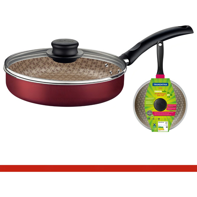 Frigideira Reta Tampa De Vidro 22cm 1,7l Alumínio Tramontina Cor Vermelho Frigideira Reta Tampa De Vidro 22cm 1,7l Alumínio Tramontina Cor Vermelho