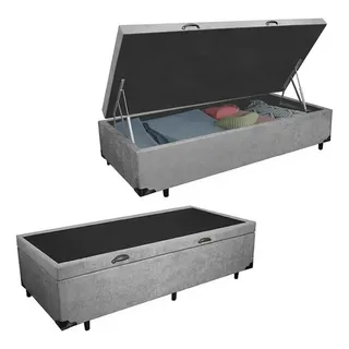 Cama Box Baú Solteiro Suede Sereneprime Cinza 88x188x44