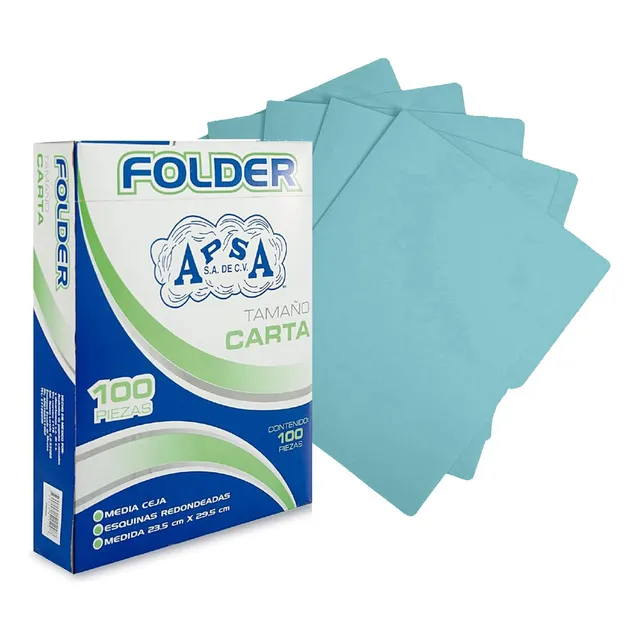 Folder Tamaño Carta Colores Pastel Paquete 100 Piezas Apsa