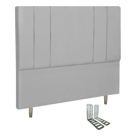 Cabeceira Casal Estofada Lizz 140cm Veludo Com Frames Cor Cinza-claro