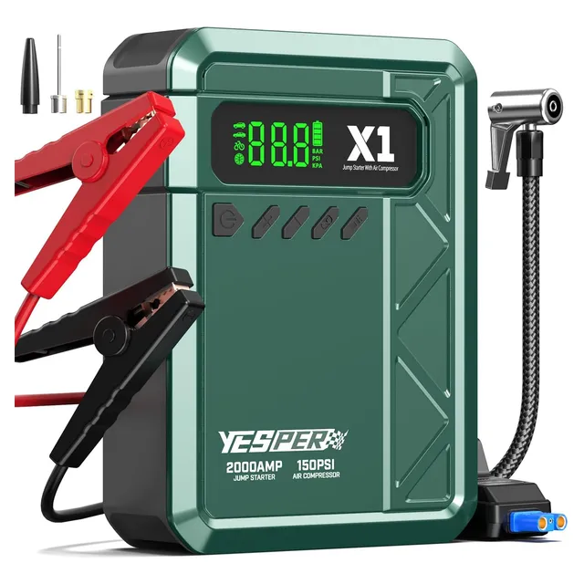 Arrancador De Batería Auto 2000a Compresor Inflador 150psi