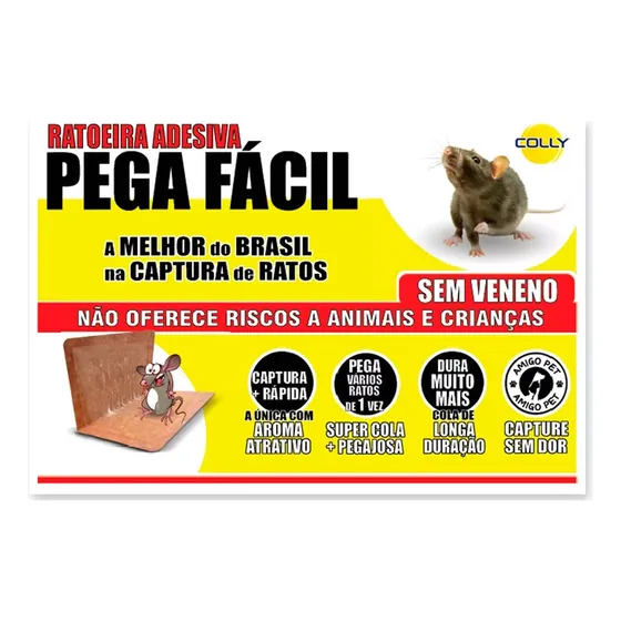 Ratoeira Adesiva de Papel Pega Fácil Pega Mata Rato Roedor Armadilha Colly Rato Super Cola - 5 Unidades