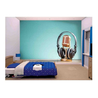 Papel De Parede Musica Fone Microfone 3d 3m² Mus09 Papel De Parede Musica Fone Microfone 3d 3m² Mus09