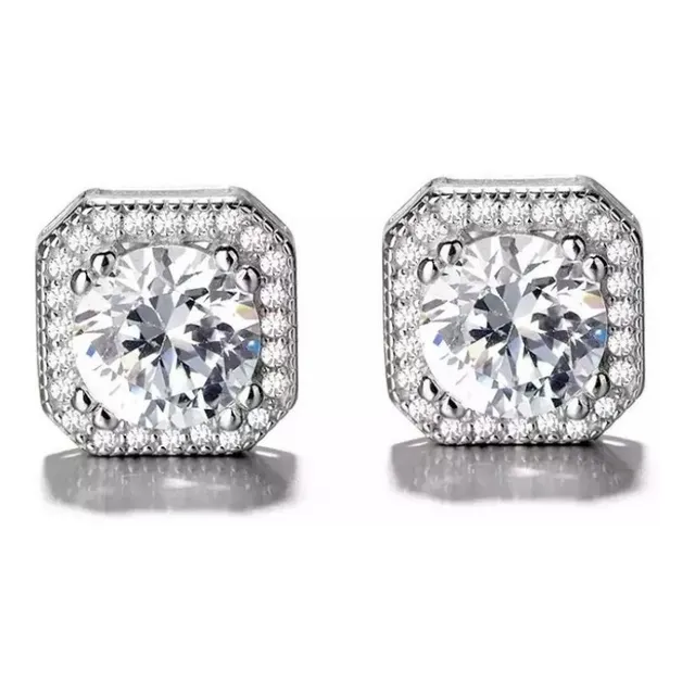 Caravanas En Plata Ley 925 Con Zirconias Hombre Mujer Moda