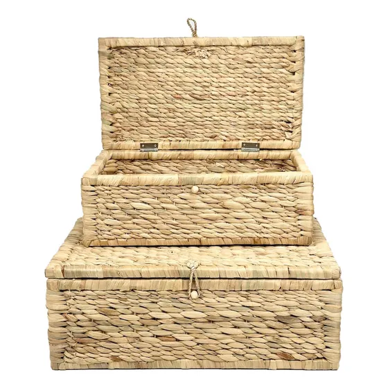 Caja Organizadora Baúl Grande Con Tapa 100% Fibras Naturales