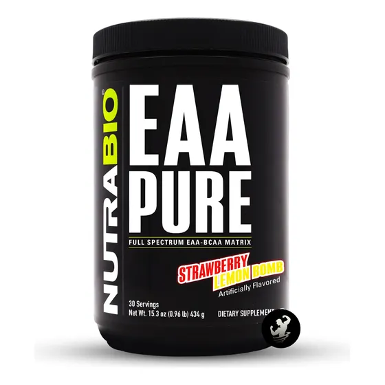 Eaa Pure Nutrabio, Aminoácidos Esenciales Sabor Strawberry Lemon Bomb