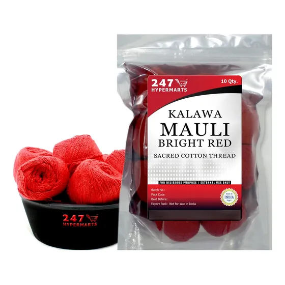 247 Hypermarts Kalawa Moli Thread 10 Carrete Rojo Hecho Mano