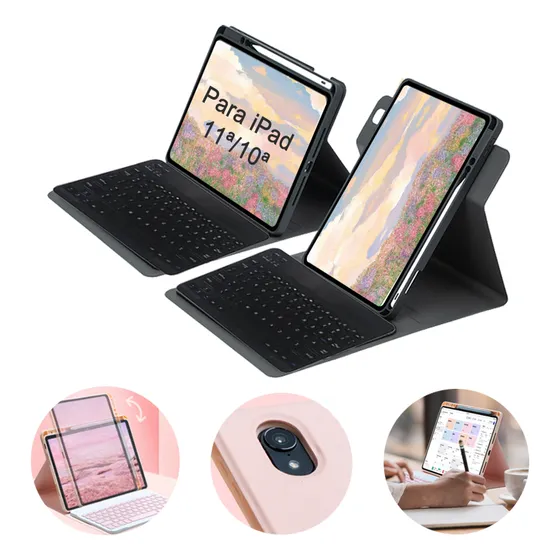 Capa Giratório+teclado Abnt2 Para iPad 11ª/10ª/9ª/8ª/7ª/air3