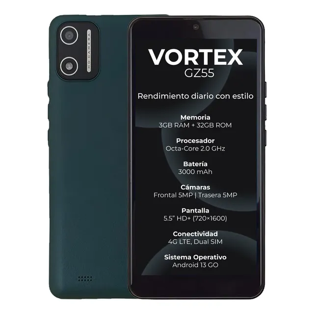 Celular Economico Vortex 32 Gb 3 Gb Ram Verde Musgo