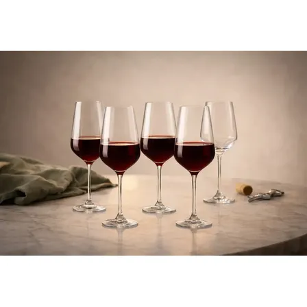 Jogo 6 Taças De Vinho 490ml M&k Vidro Cristalino Transparente Elegance Xtra