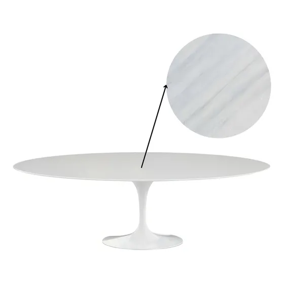Mesa De Jantar Saarinen Oval 120x80cm Mármore Branco Extra Tampa Mármore Espirito Santo