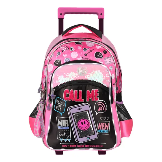 Mochila Footy Con Carro 18' Call Me Con Luz F2141 Legitima