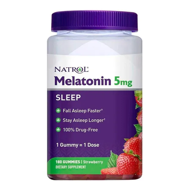 Melatonina Natrol 5 Mg | Tamaño Extra Grande | 180 Gomitas Sabor Bayas