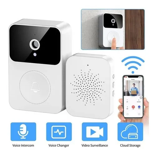 Timbre Wifi Con Cámara Inalámbrico Con Parlante Y Micrófono 110V
